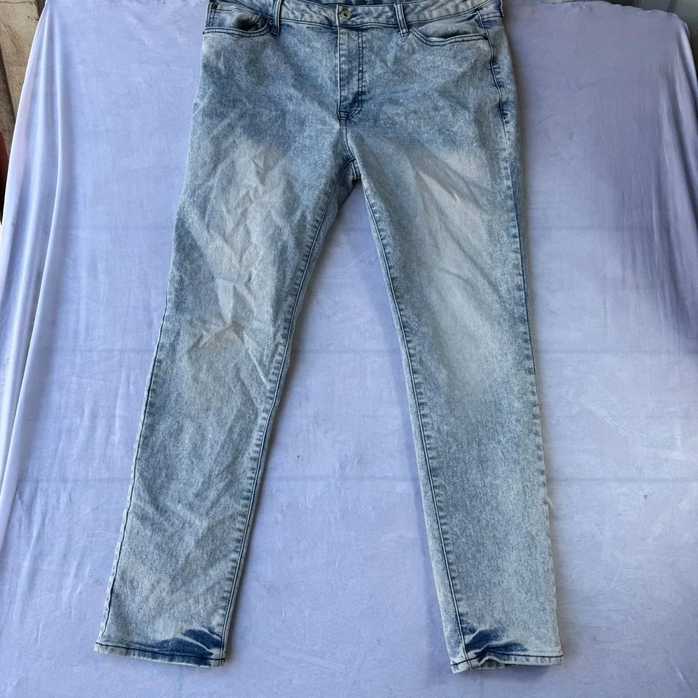 WXYZ Nomad Jeans Men's 36x32 Blue Denim Acid Wash Slim Fit Single Stitch Outdoor